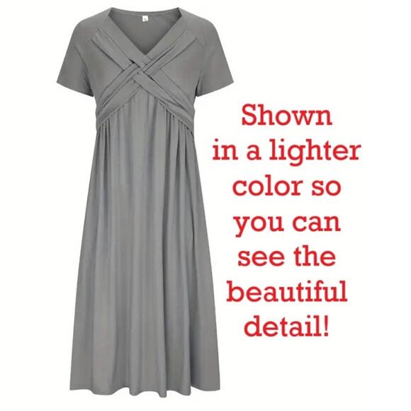 NWT ~ Women's Black Criss Cross Plus Size Midi Dress with Pockets ~ Size 7XL - Picture 5 of 5